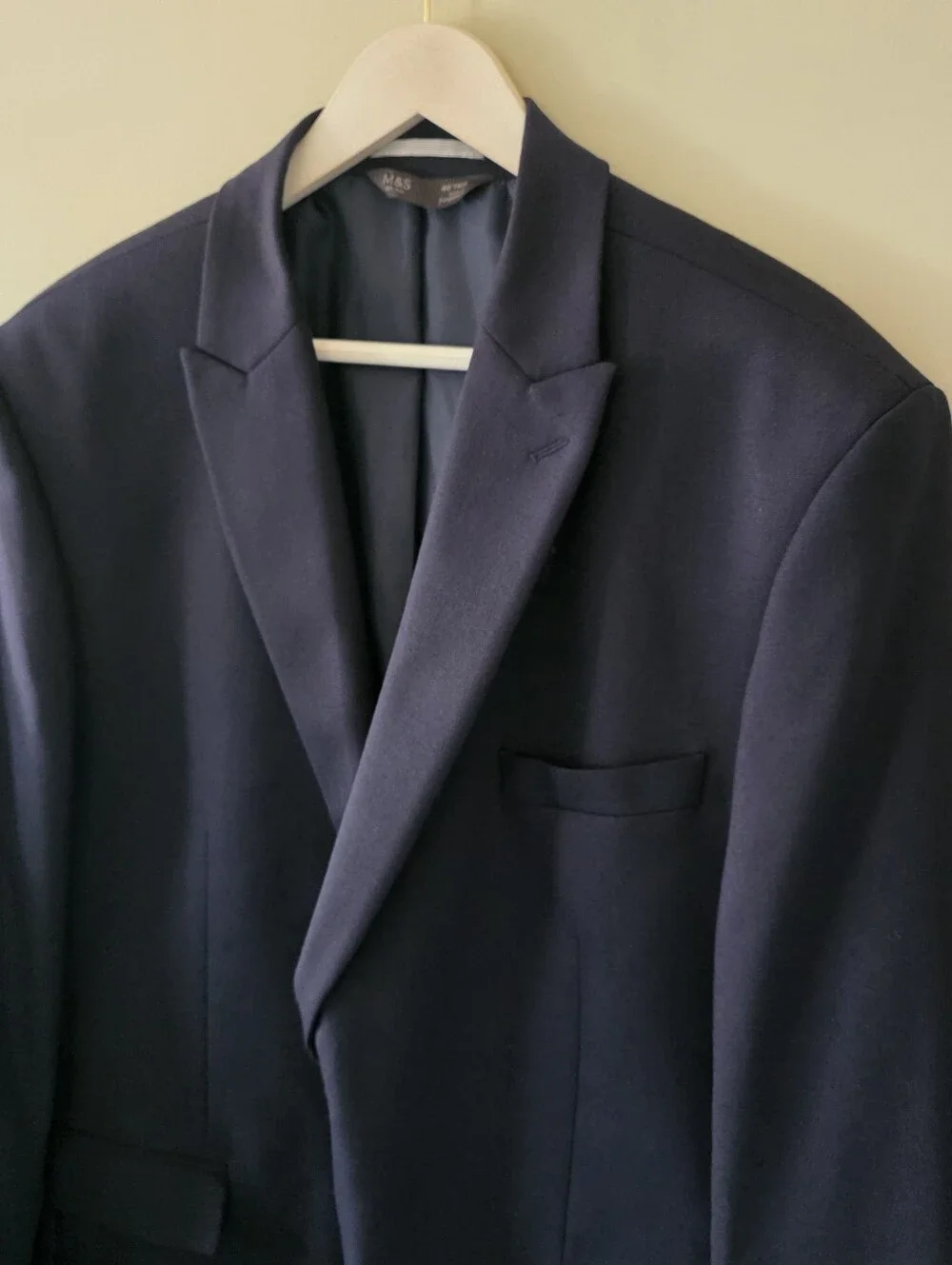 NWT Marks & Spencer Midnight Navy Wool Blend Blazer Size 46 Contemporary Preppy